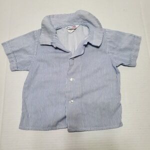 Vintage Good‎ Lad Shirt Boys 4T Toddler Blue Short Sleeve Button Up USA Made